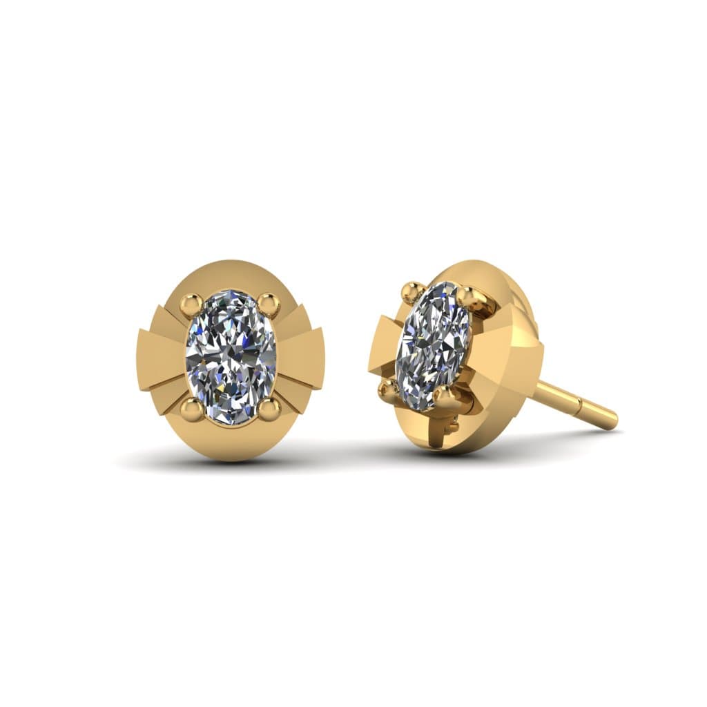 Brass Oval Stud Earrings