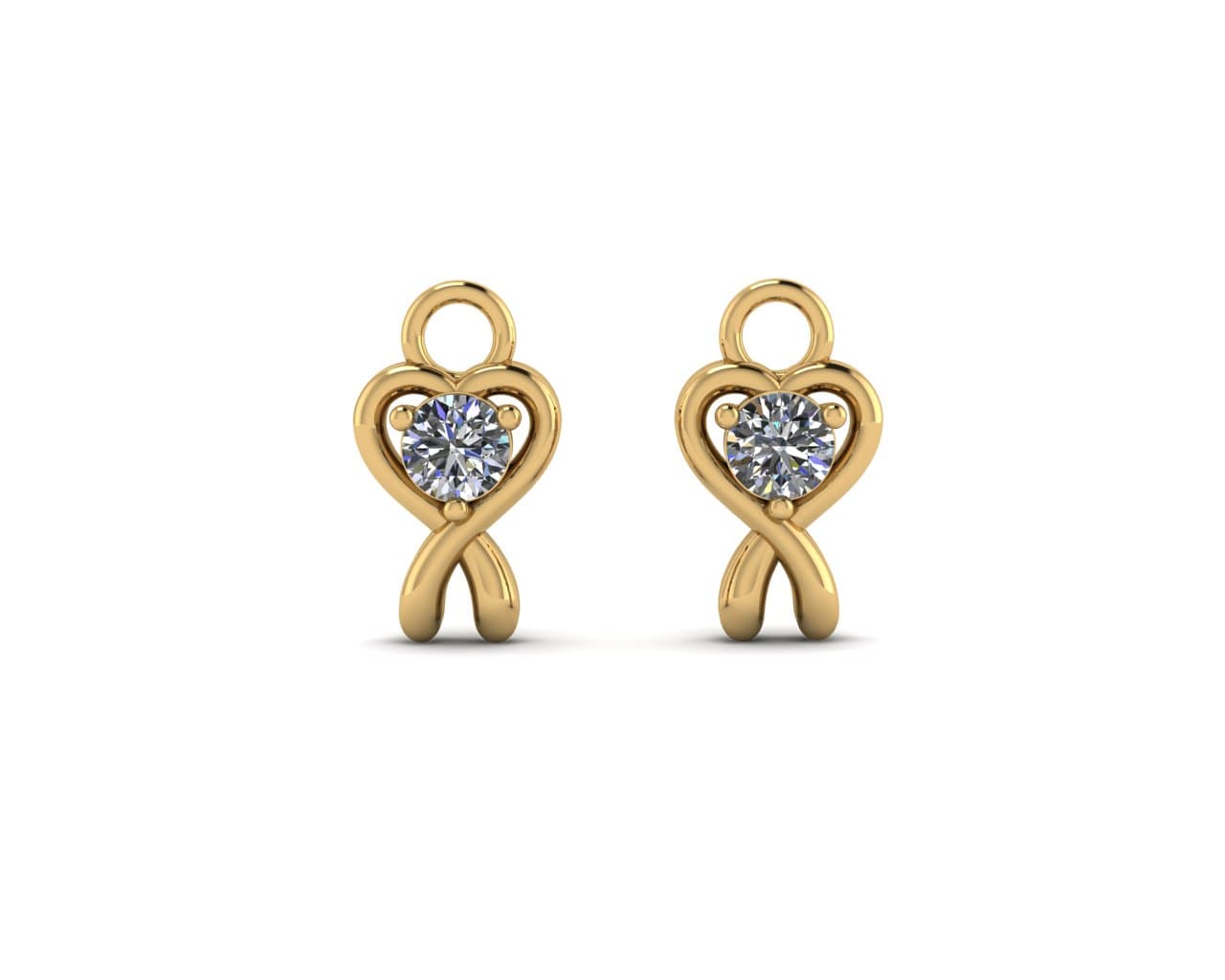 Heart Dangle Charm Earrings 14k Gold Plated